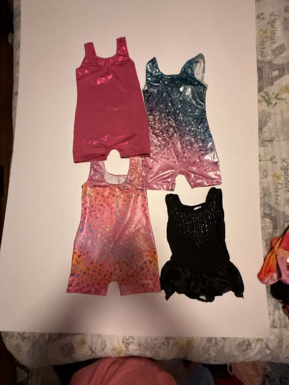 Destira Girls Gymnastics Biketard and Leotard Bundle Set of 4. Size 6-7